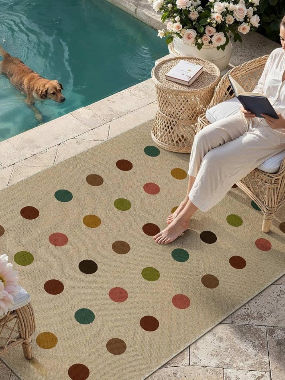 Geometric Linen Textured Weave Rug 5x8